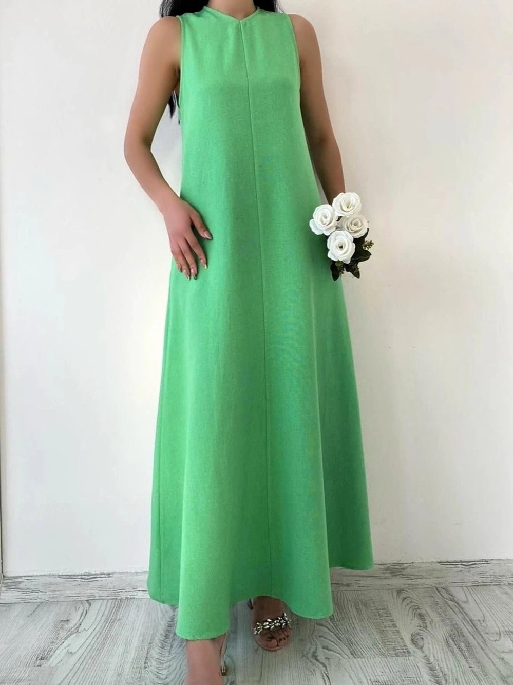 Women's Green Maxi Dress linen